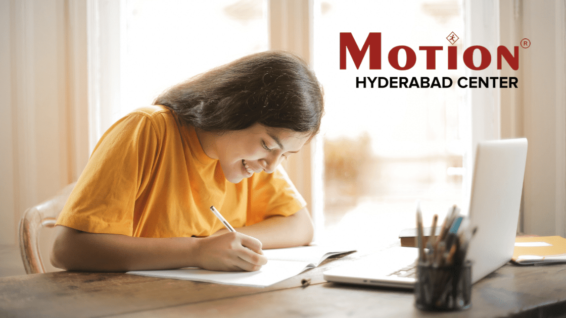 Girl studying for IIT JEE exam and NEET in motion hyderabad